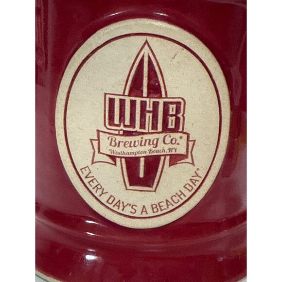 Westhampton Beach Brewing Co. NY Grey Fox Pottery 20 oz Mug  Red & Blue Glaze - Picture 4 of 8